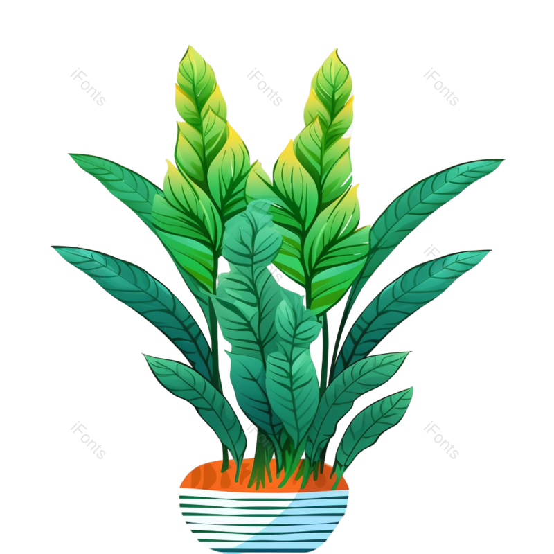 装饰图片,插画元素,绿叶PNG,花盆免抠素材
